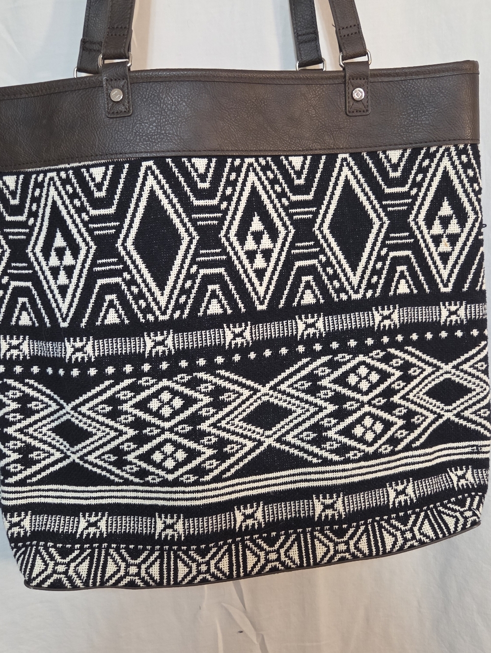 Black and White Geometric Tote Bag Large NWOT